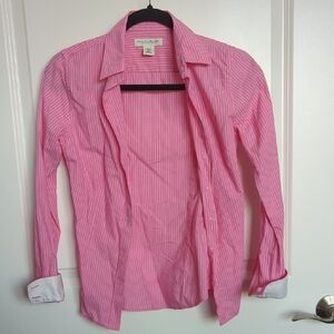 Banana Republic Pink Striped Button-Up Shirt